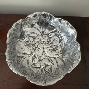 Silver Decorative Bowl with Rabbit Design